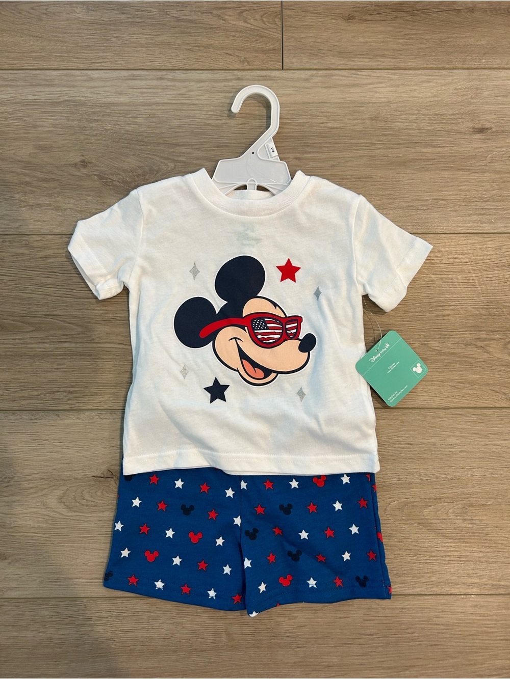 NWT Disney Mickey Mouse Patriotic 2-Piece Set Red, White, & Blue Sz 12 months